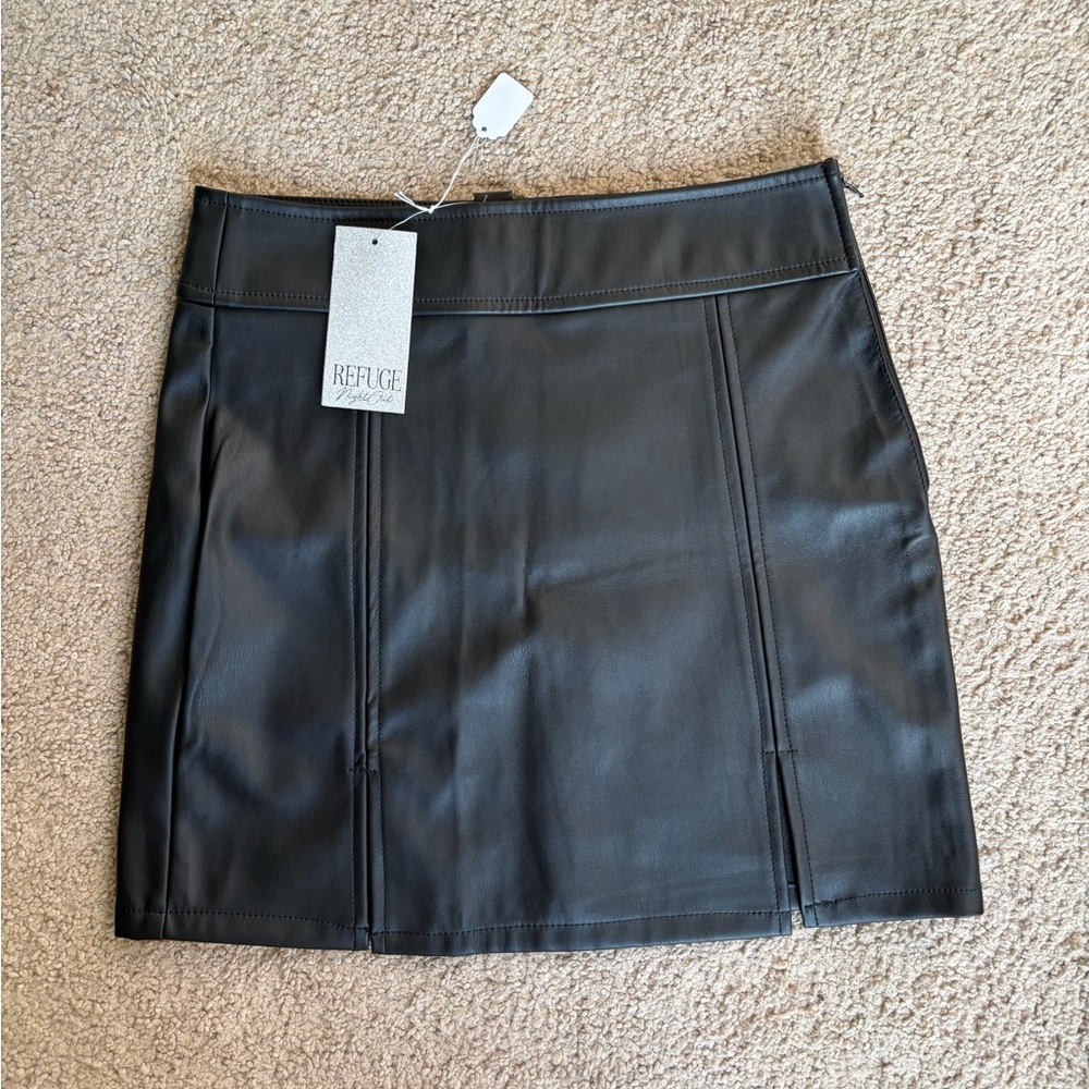 Refuge Sleek Black Mini Skirt